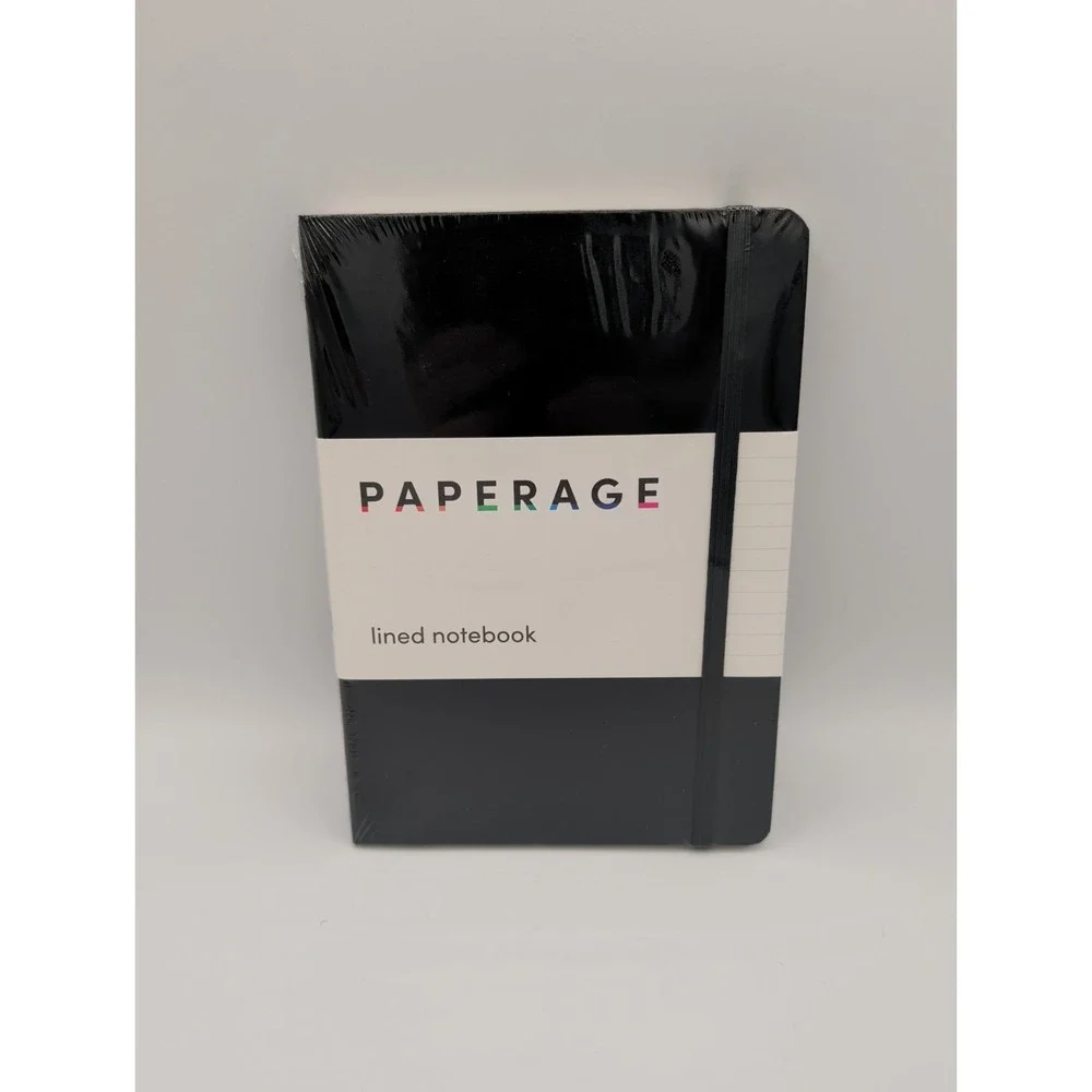 Paperage Lined Journal Notebook 160 Pages Black Faux Leather 5.7 x 8 in 100 GSM